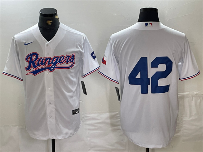 Men's Texas Rangers #42 Jackie Robinson White Cool Base Stitched Baseball Jersey